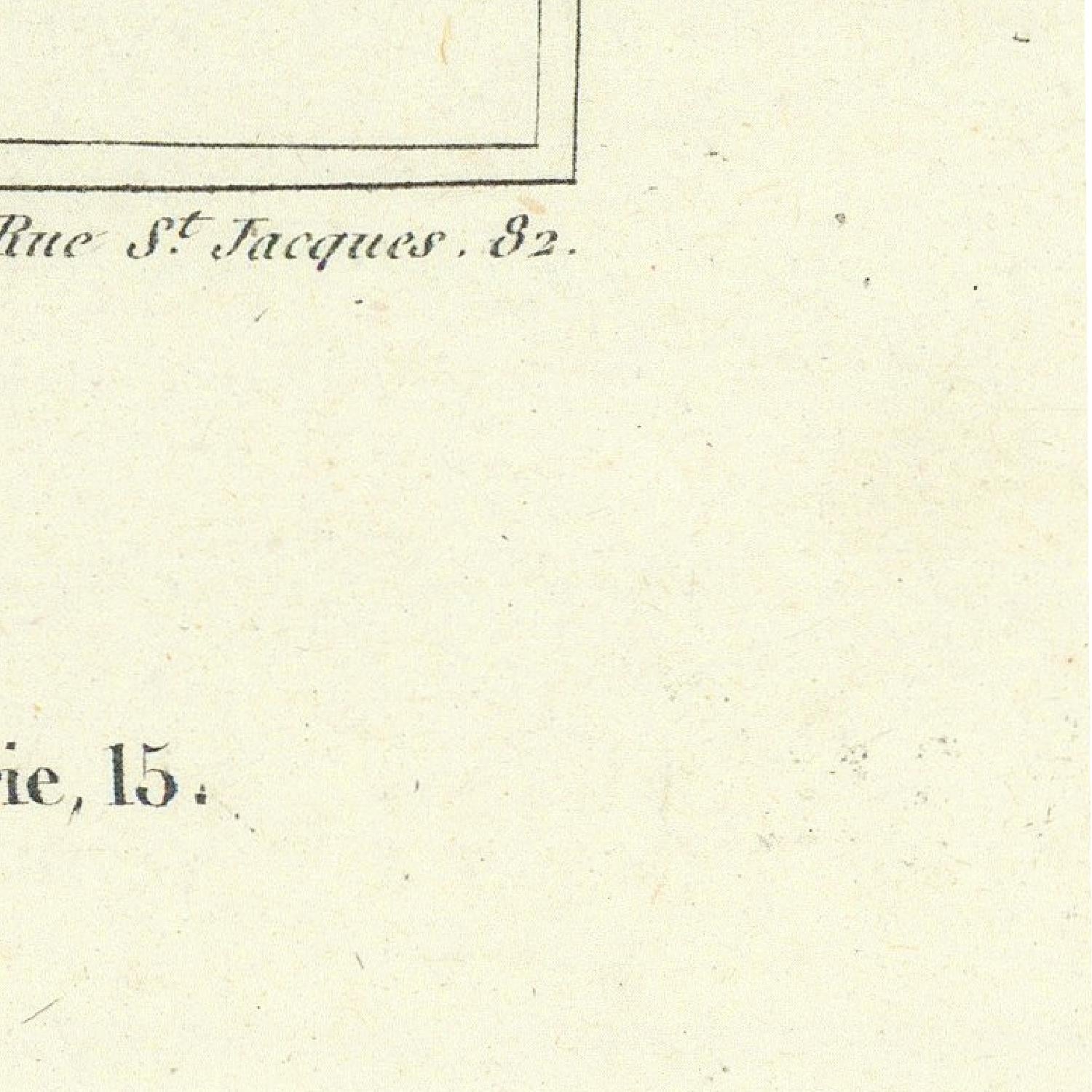 Text on a beige background with 'Rue St Jacques' and numbers