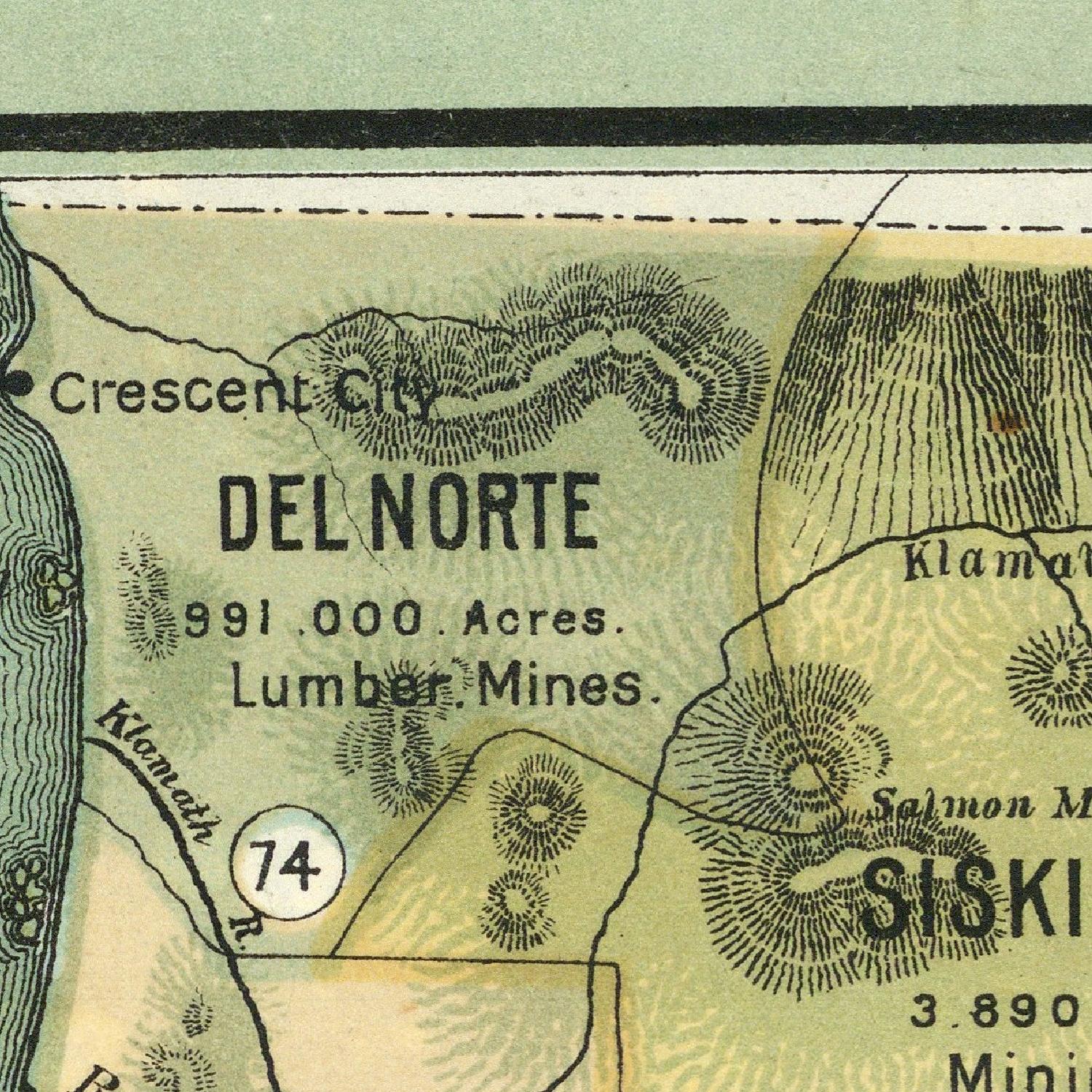 Vintage map of Del Norte with text and labels