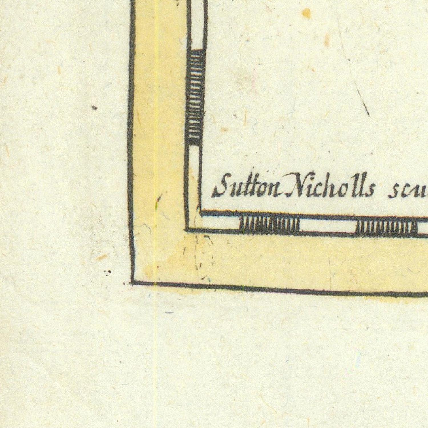 Corner of a map with 'Sutton Nicholls' text on a light beige background