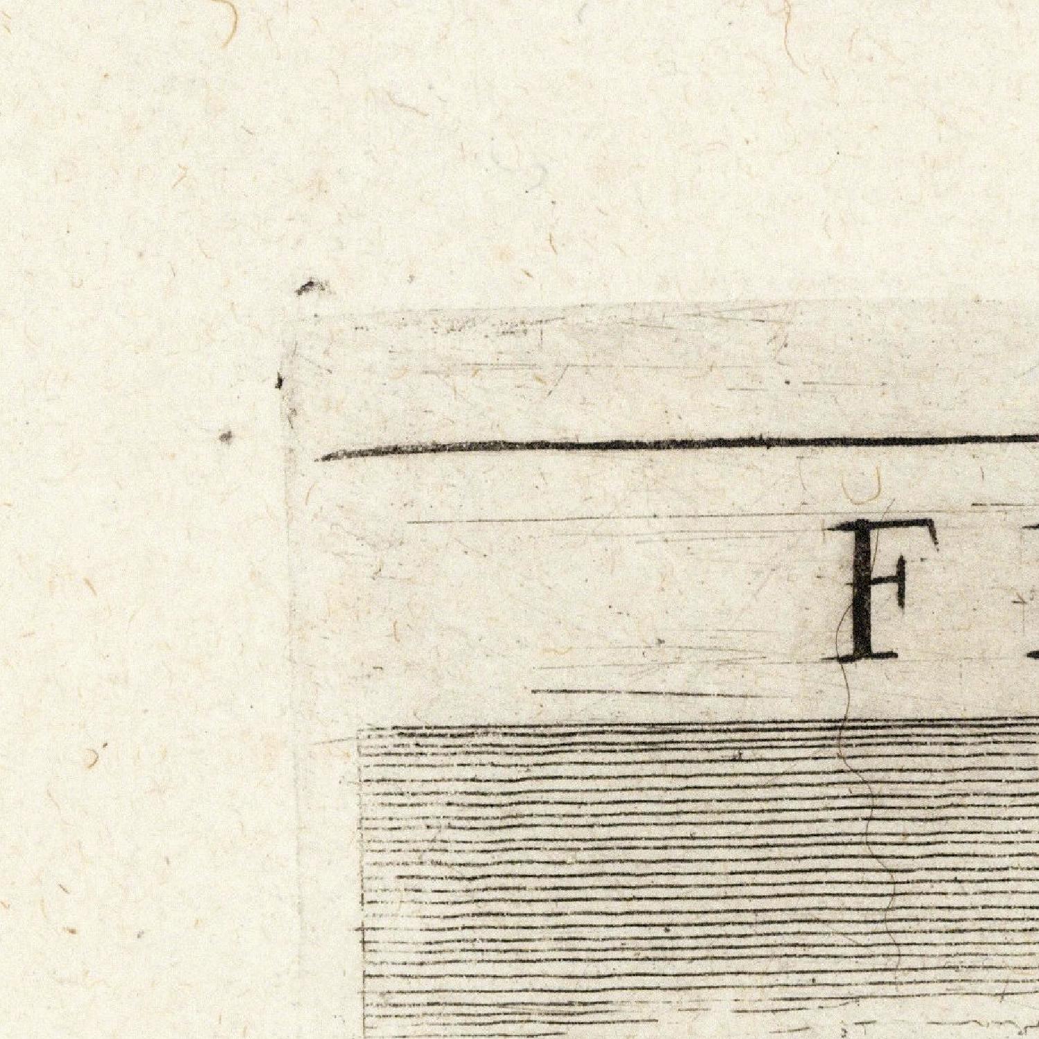 Close-up of a document with text and a line drawing on aged paper.
