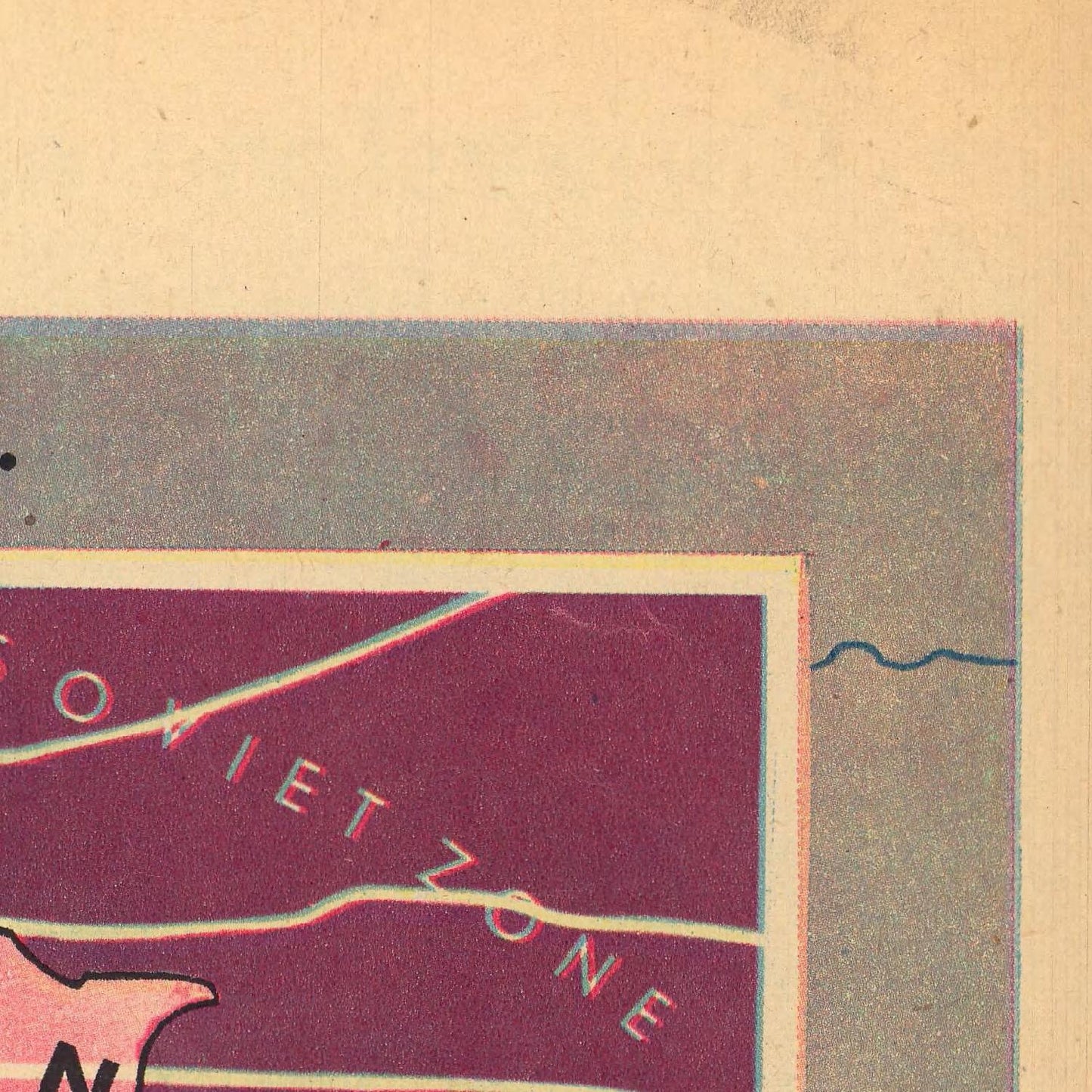 Map corner with 'Soviet Zone' text on a vintage map background
