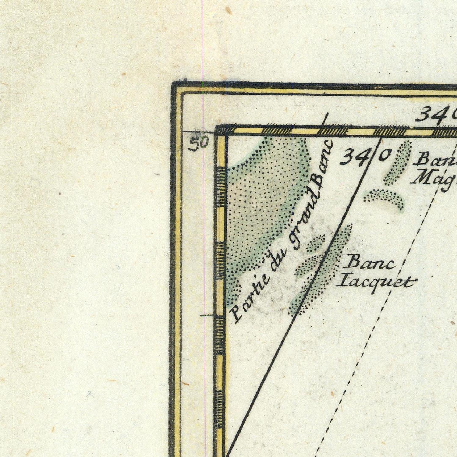Map detail with labeled coordinates and names on a textured background