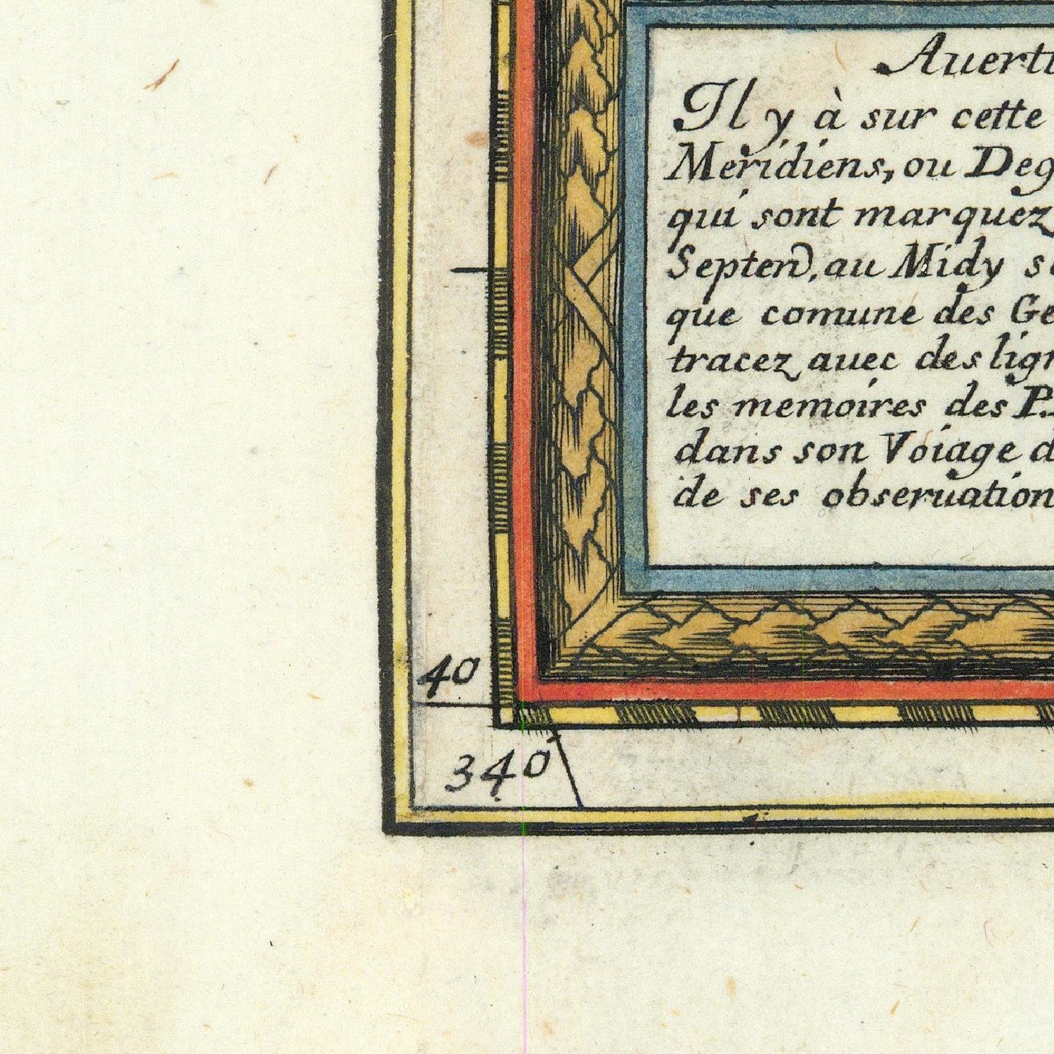 Close-up of an old document with text and decorative borders