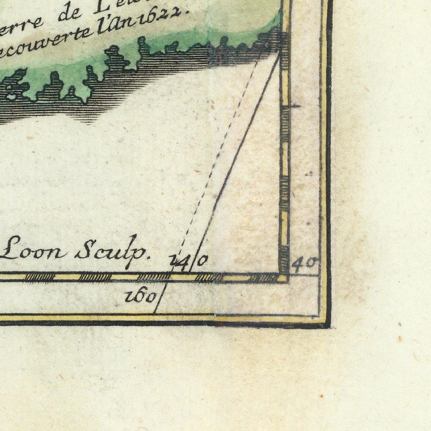 Corner of an old map with text and measurements