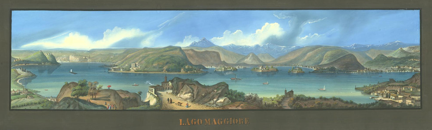 Panoramic view of a coastal landscape with mountains and a body of water.
