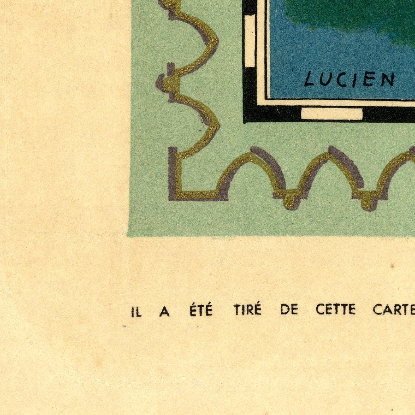 Vintage-style illustration with text and a signature on a beige background