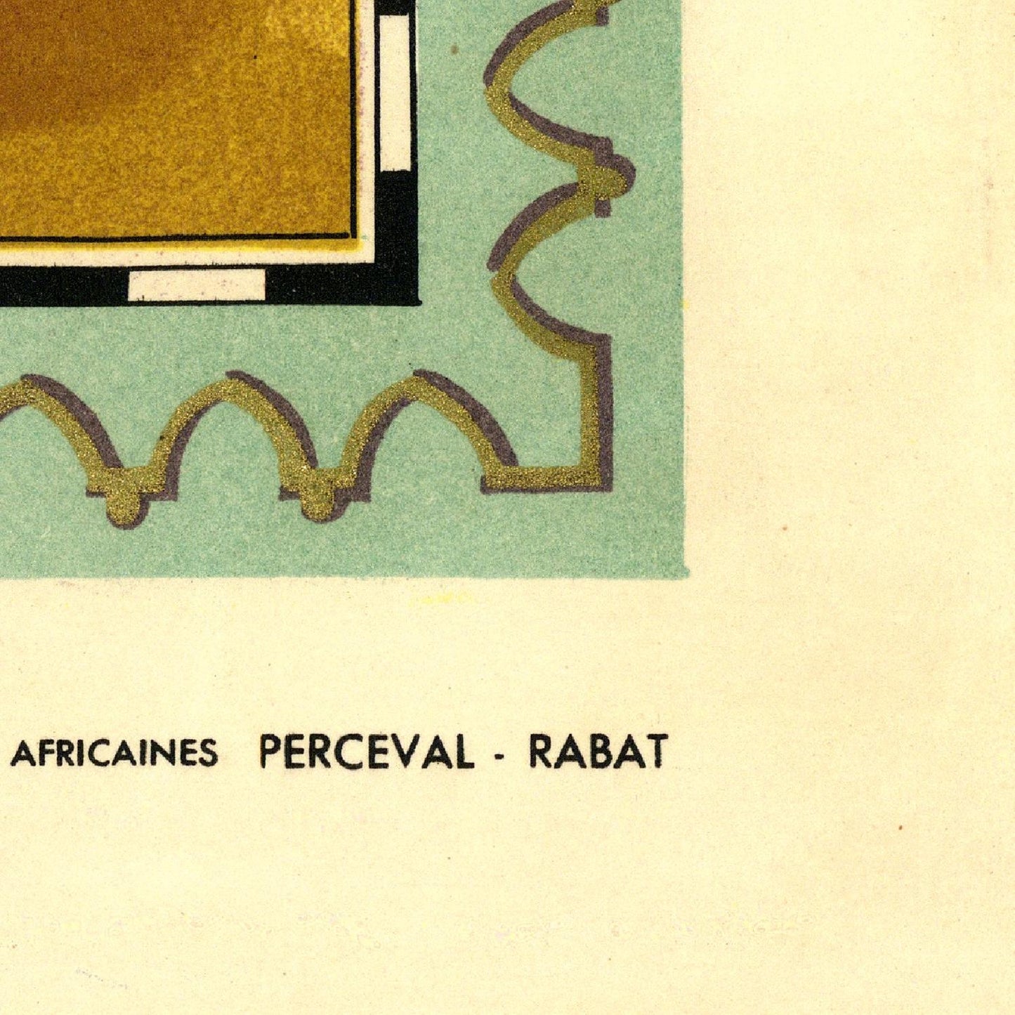 Decorative design with geometric patterns and text on a beige background