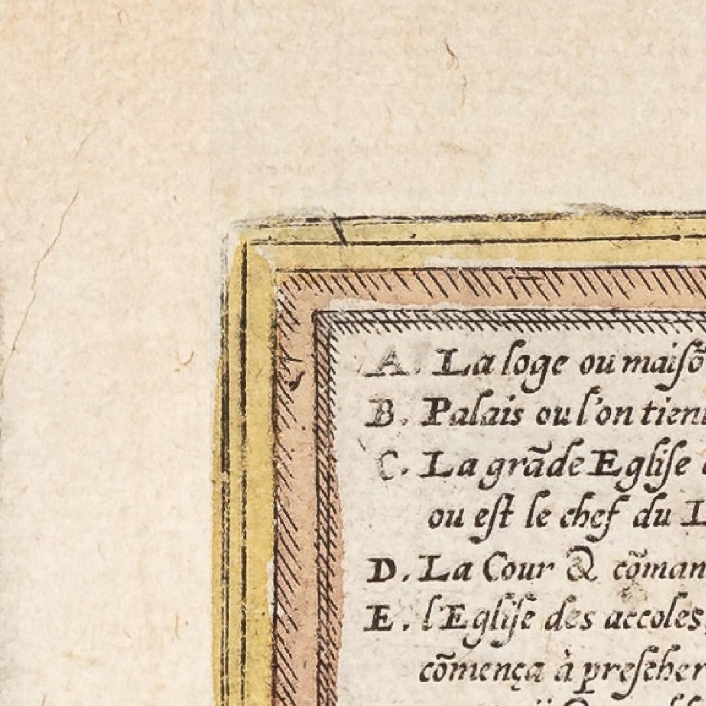 Corner of a historical document with text and decorative border
