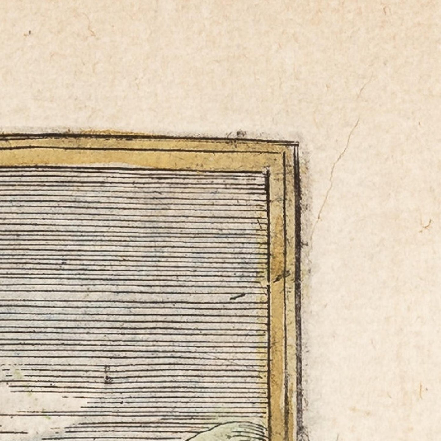 Close-up of a textured border with a grid pattern on a beige background