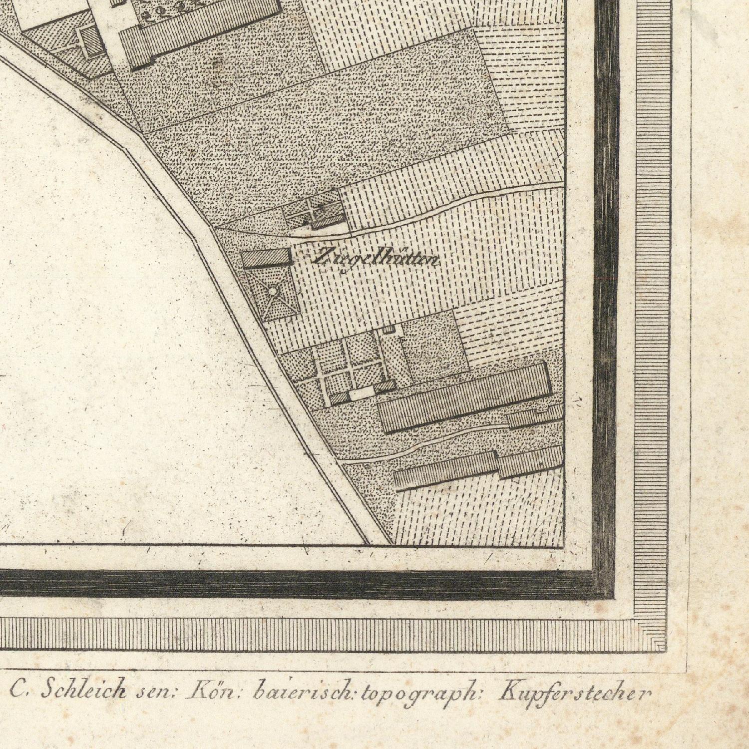 Vintage topographic map with labeled buildings and text