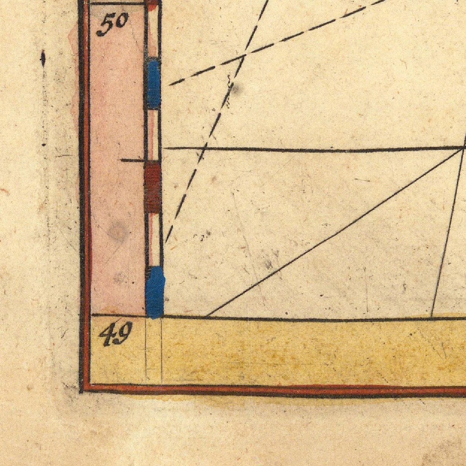 Geometric diagram with measurements on a textured paper background