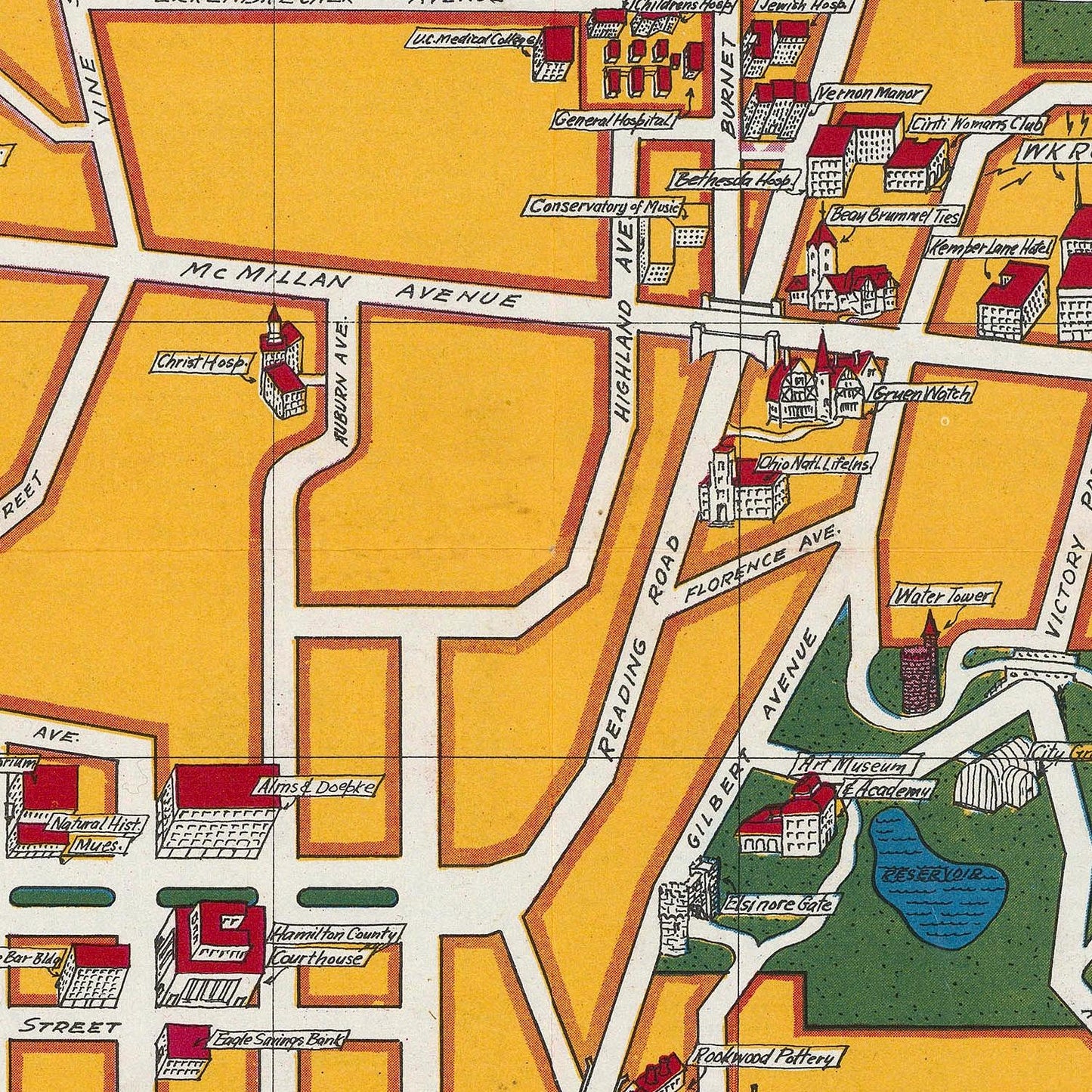 detail of the map from the centre 
