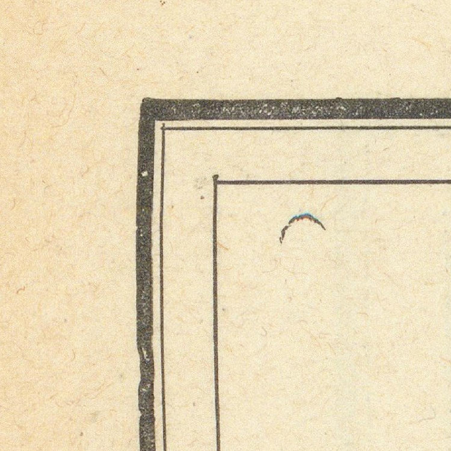 Corner of a document with a black border on beige paper