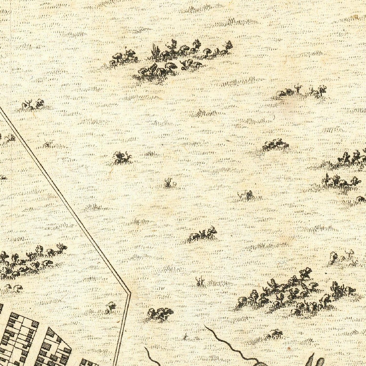 Old map with black line drawings on a beige background