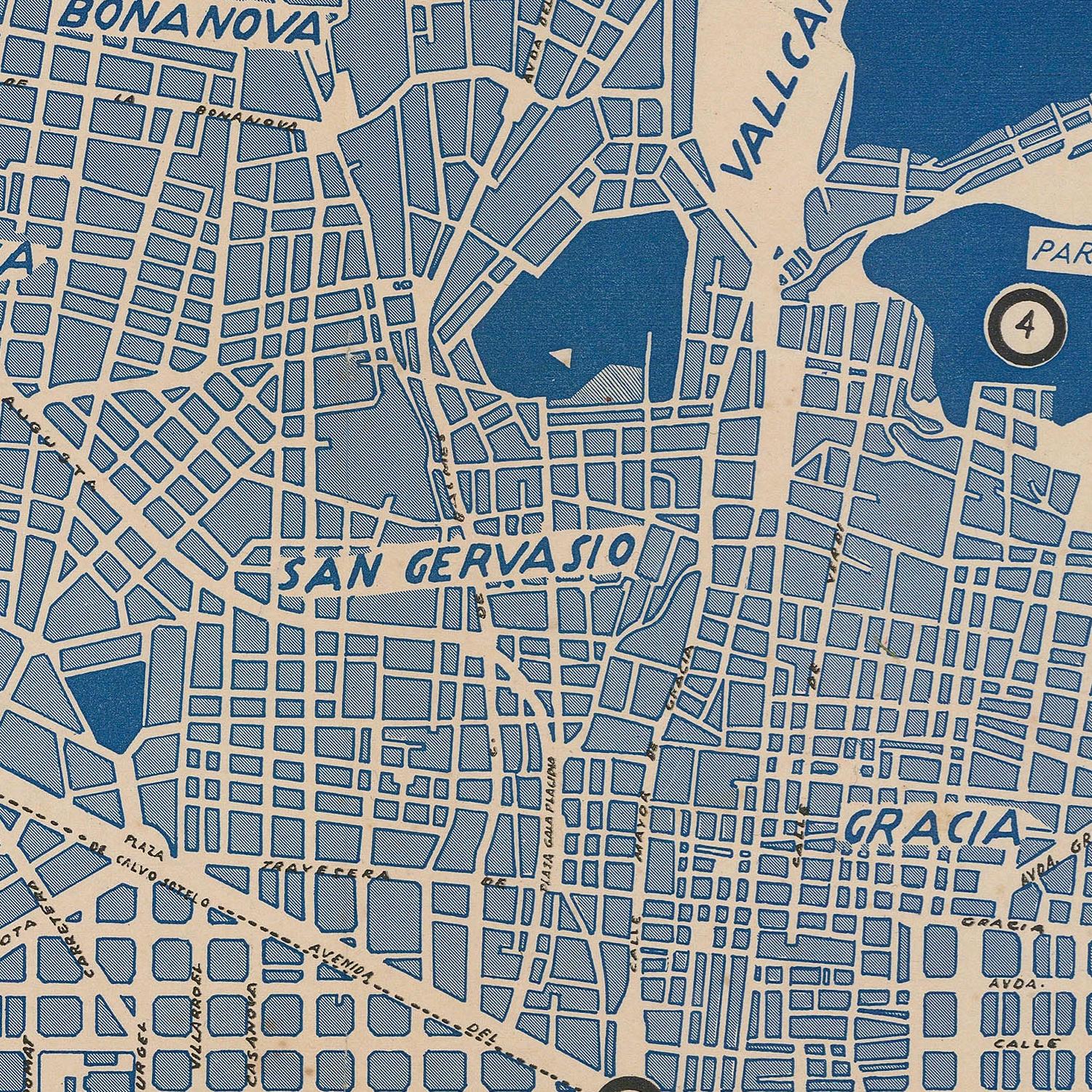Map of a city layout with streets and neighborhoods labeled