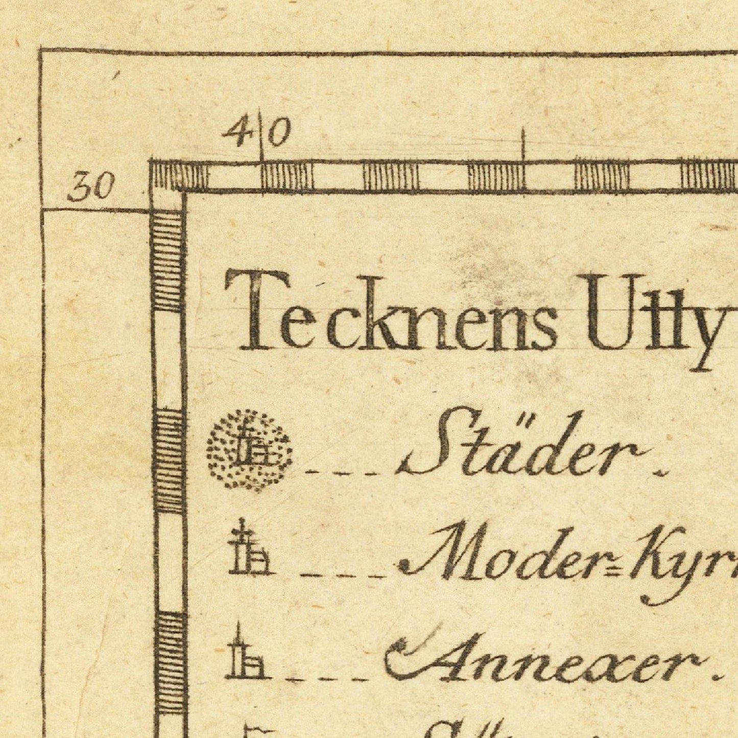 Vintage architectural drawing with measurements and text on a beige background