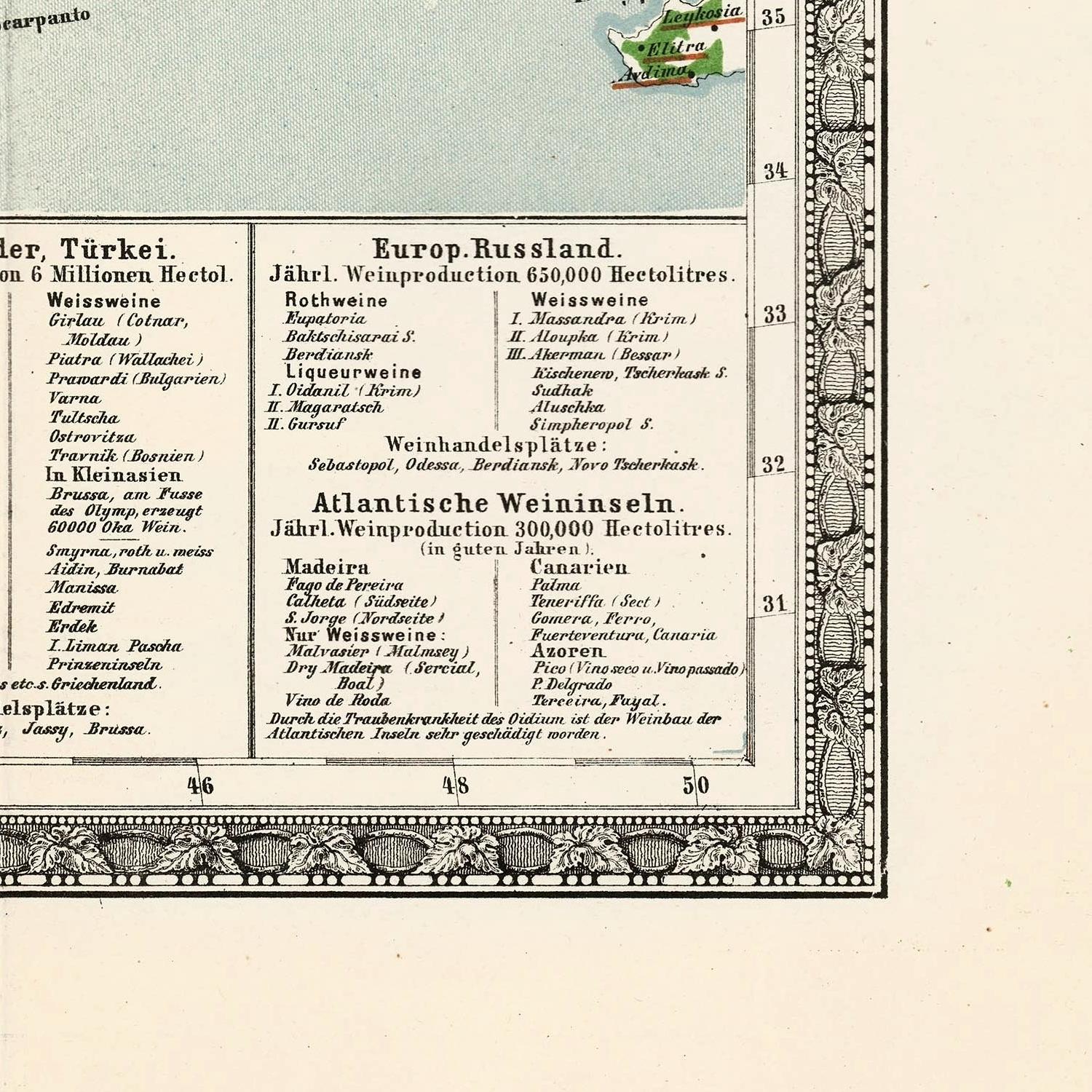 Vintage document with text and decorative elements on a light blue background