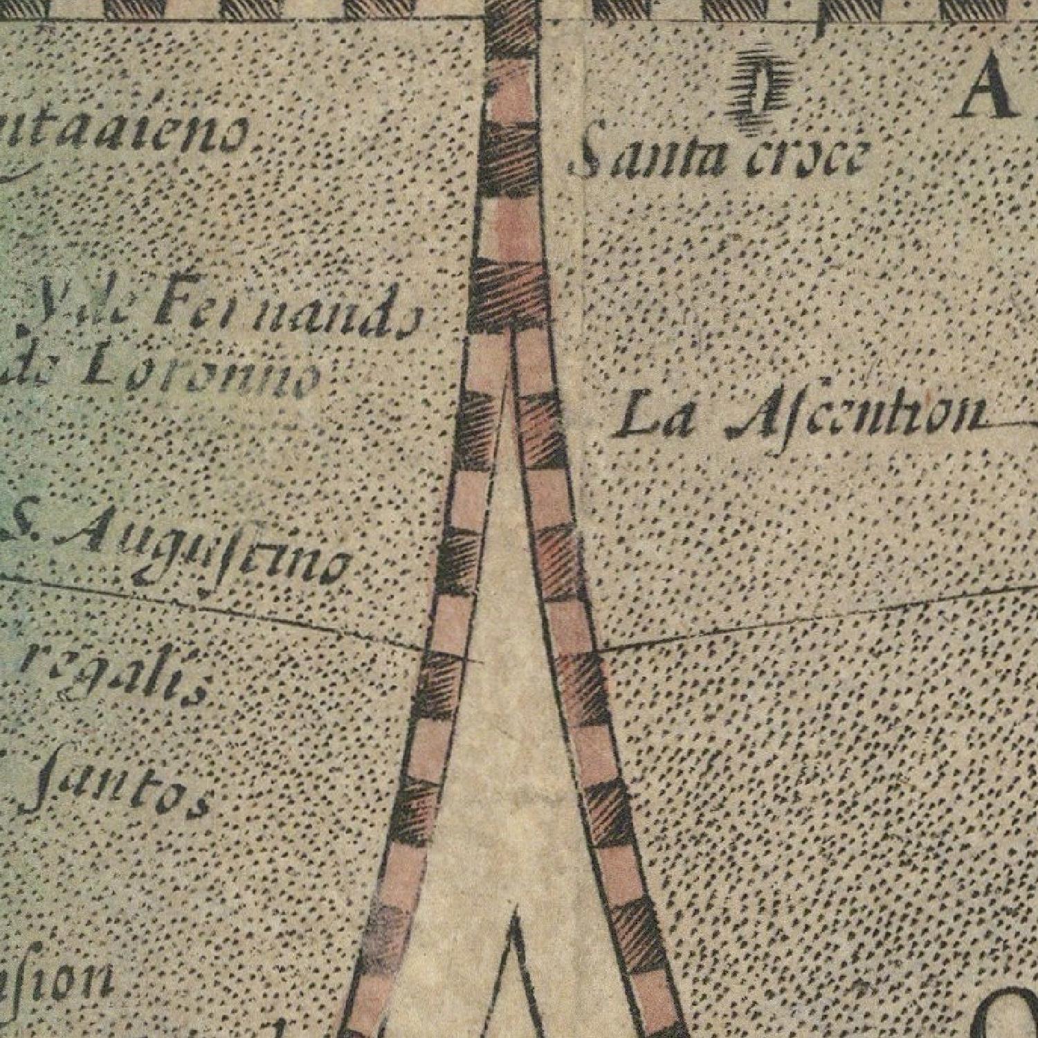 Vintage map detail with labeled streets and topography