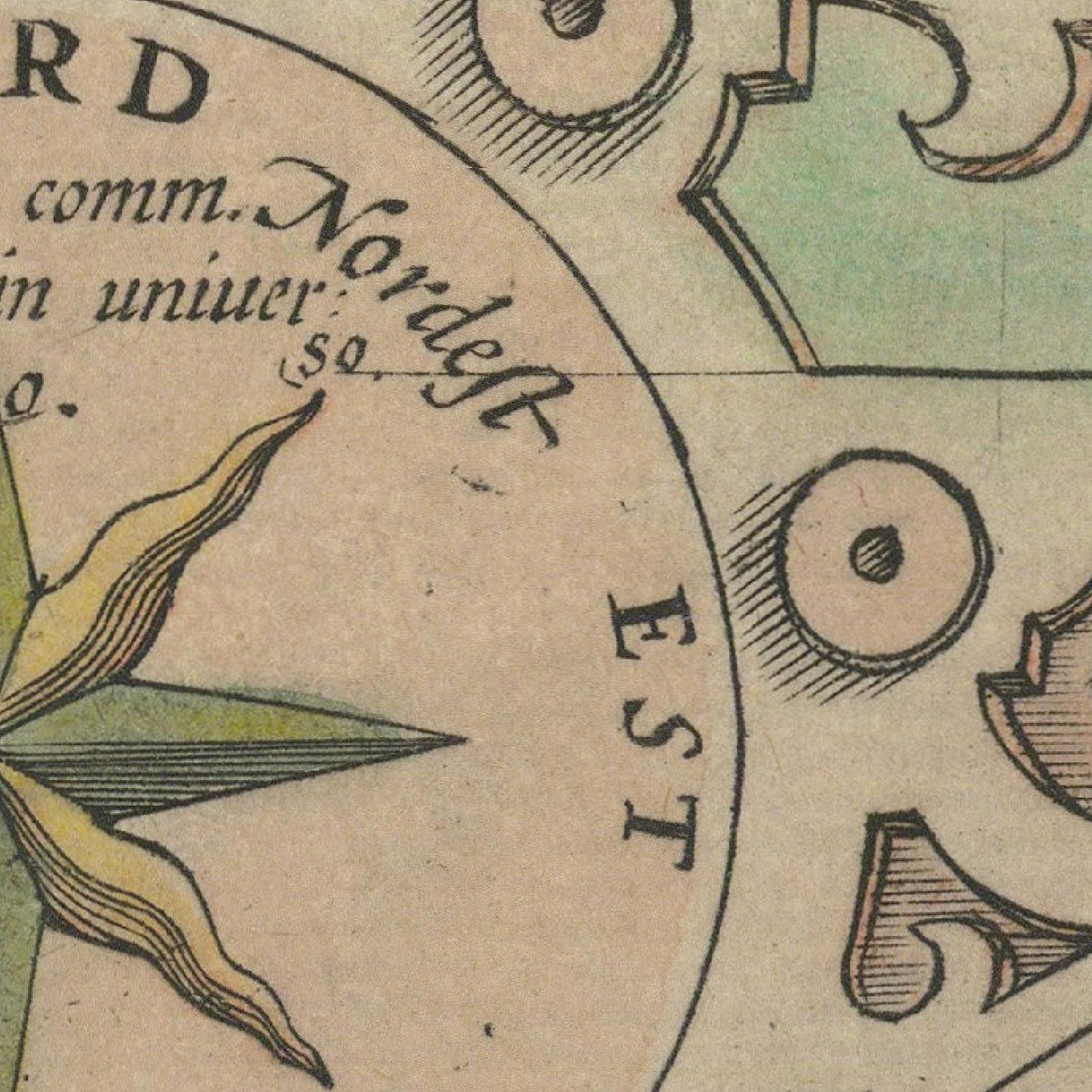 Vintage map detail with compass rose and text