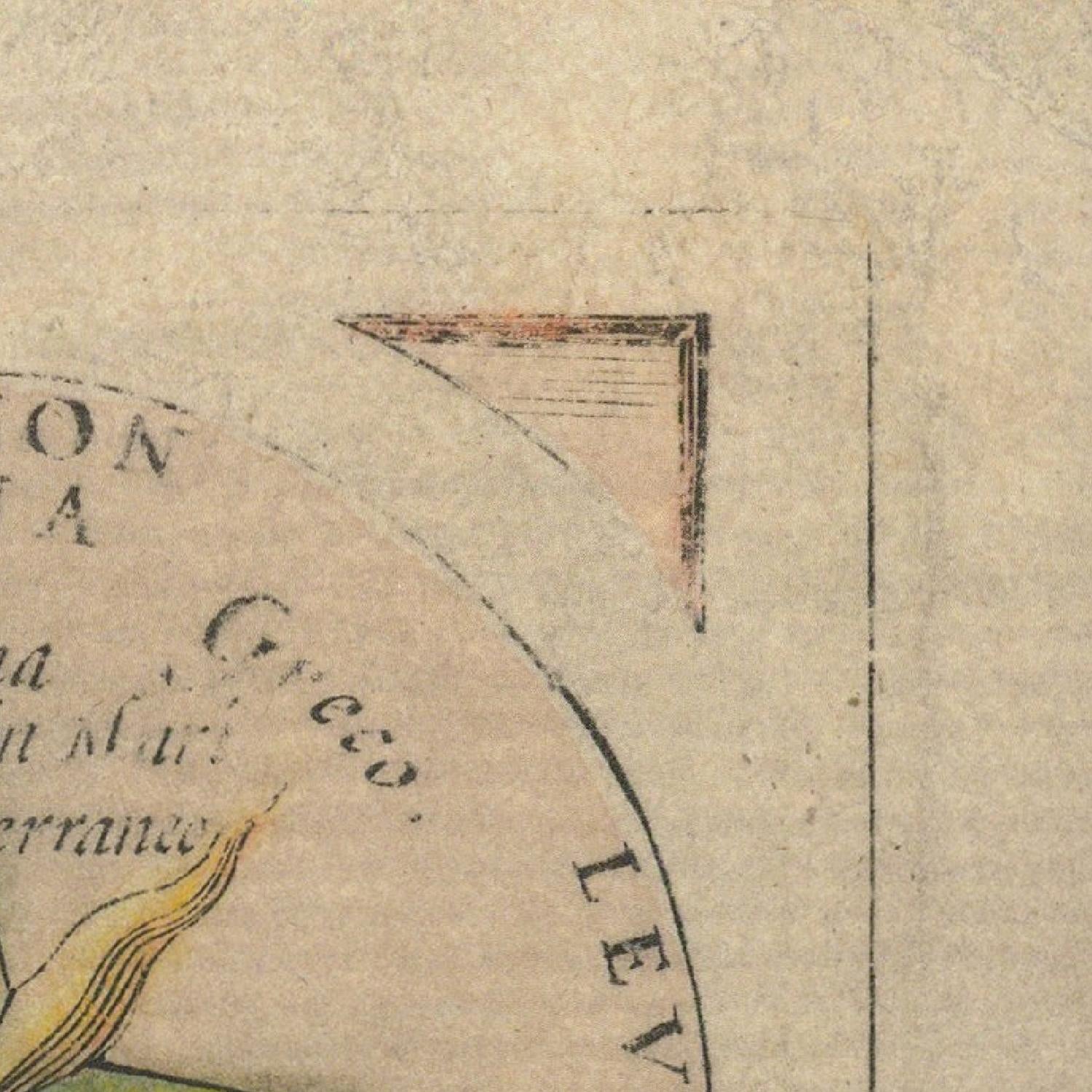 Vintage map detail with text and a compass rose on a beige background