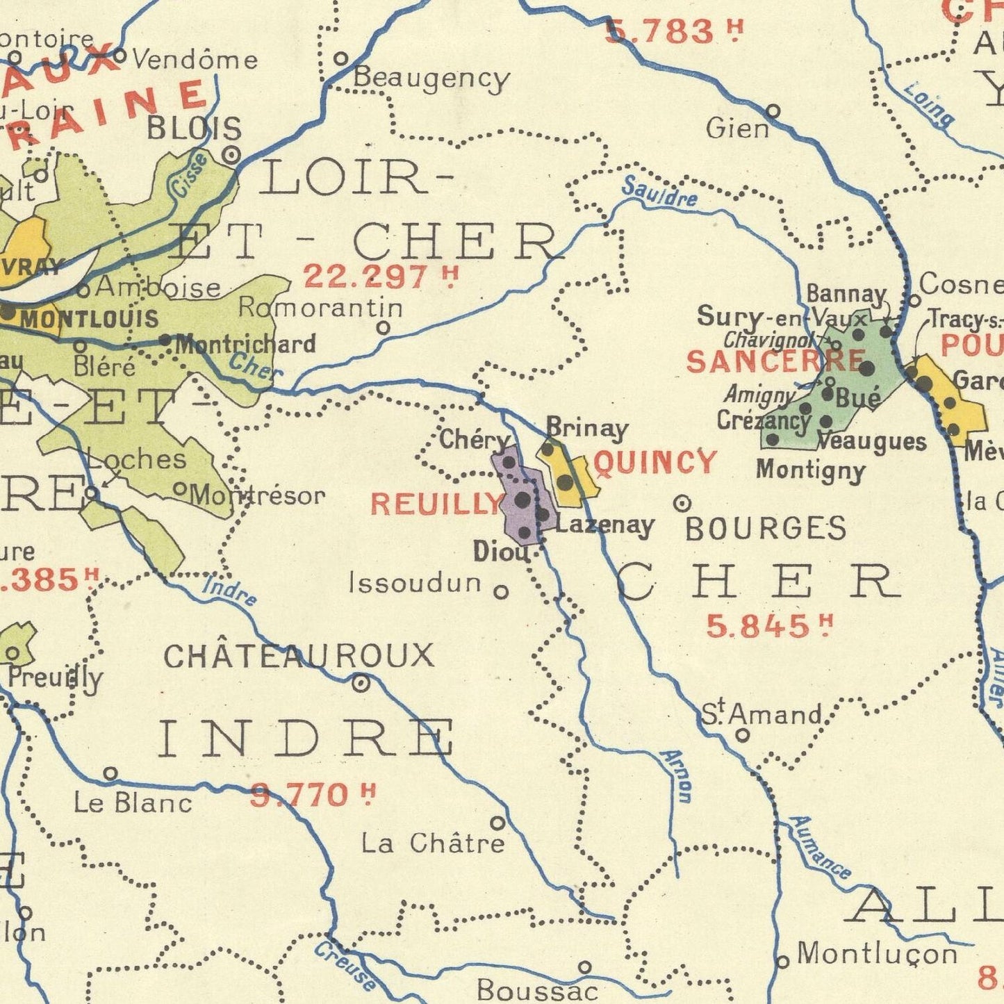 Map of the Loir-et-Cher department in France with town names and distances.