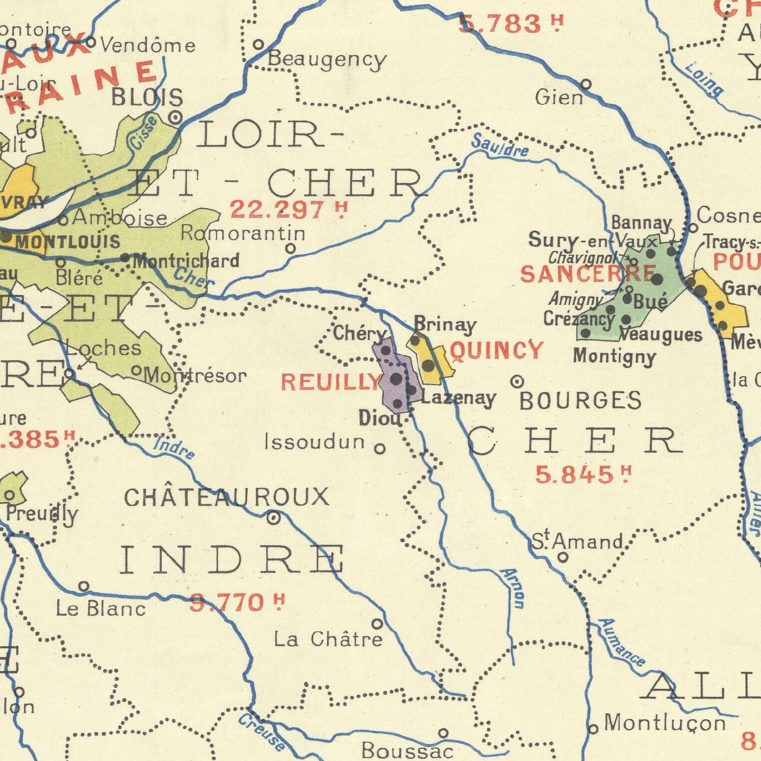 Map of the Loir-et-Cher department in France with town names and distances.