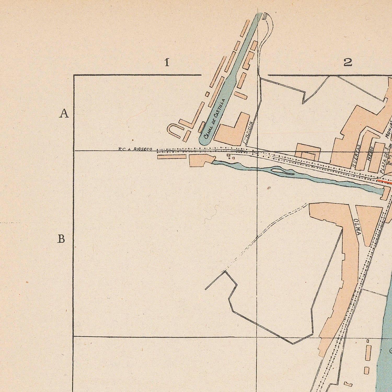 Vintage map or diagram with labeled sections on a beige background