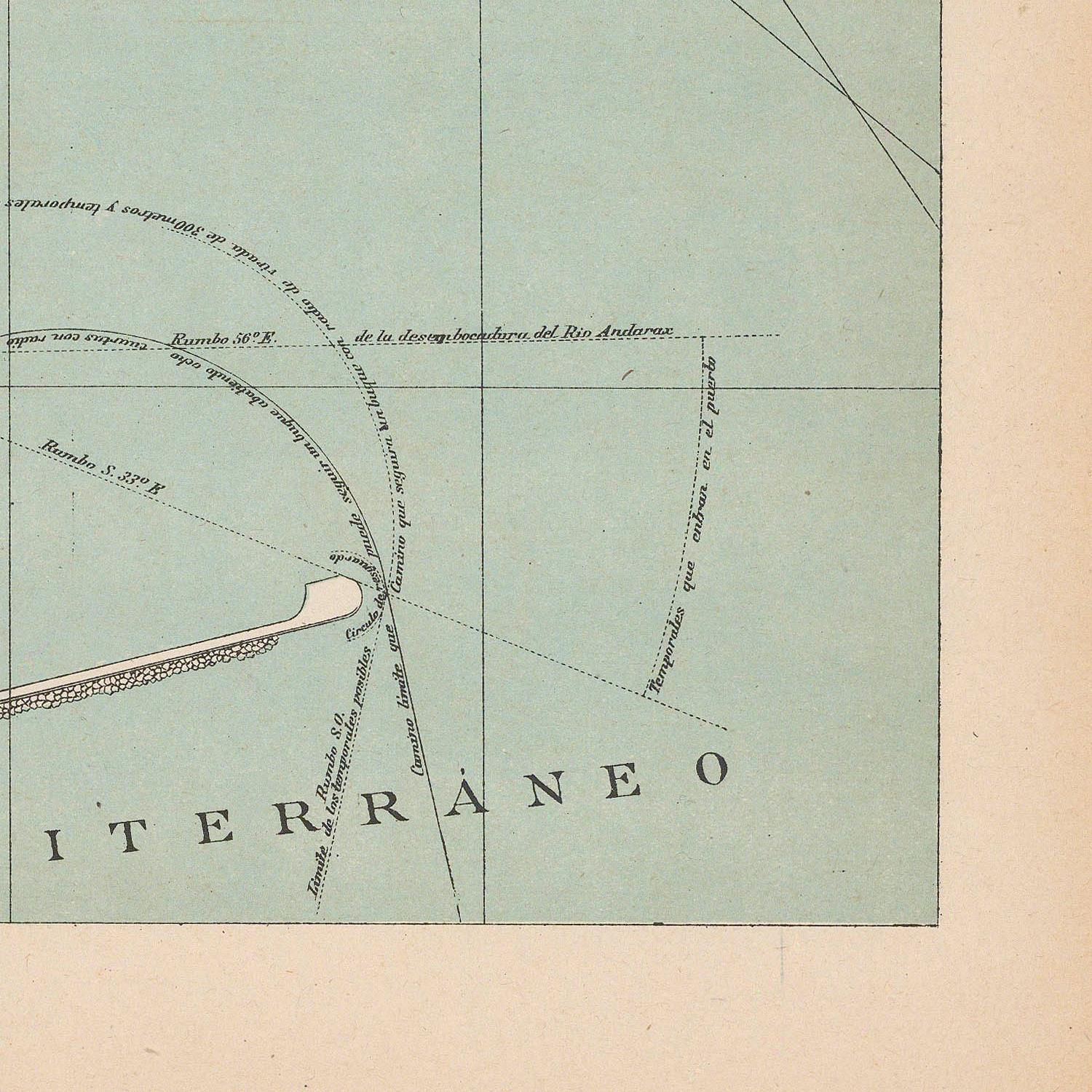 Vintage map with text and geometric shapes on a beige background