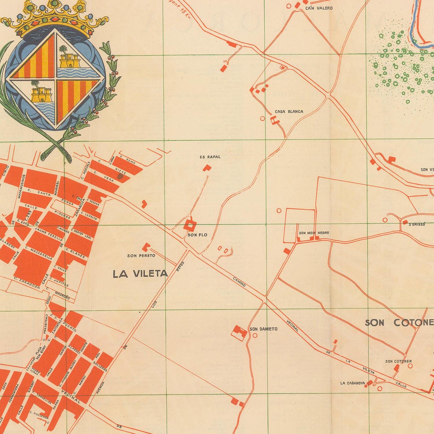 Map of La Vileta with a coat of arms in the corner