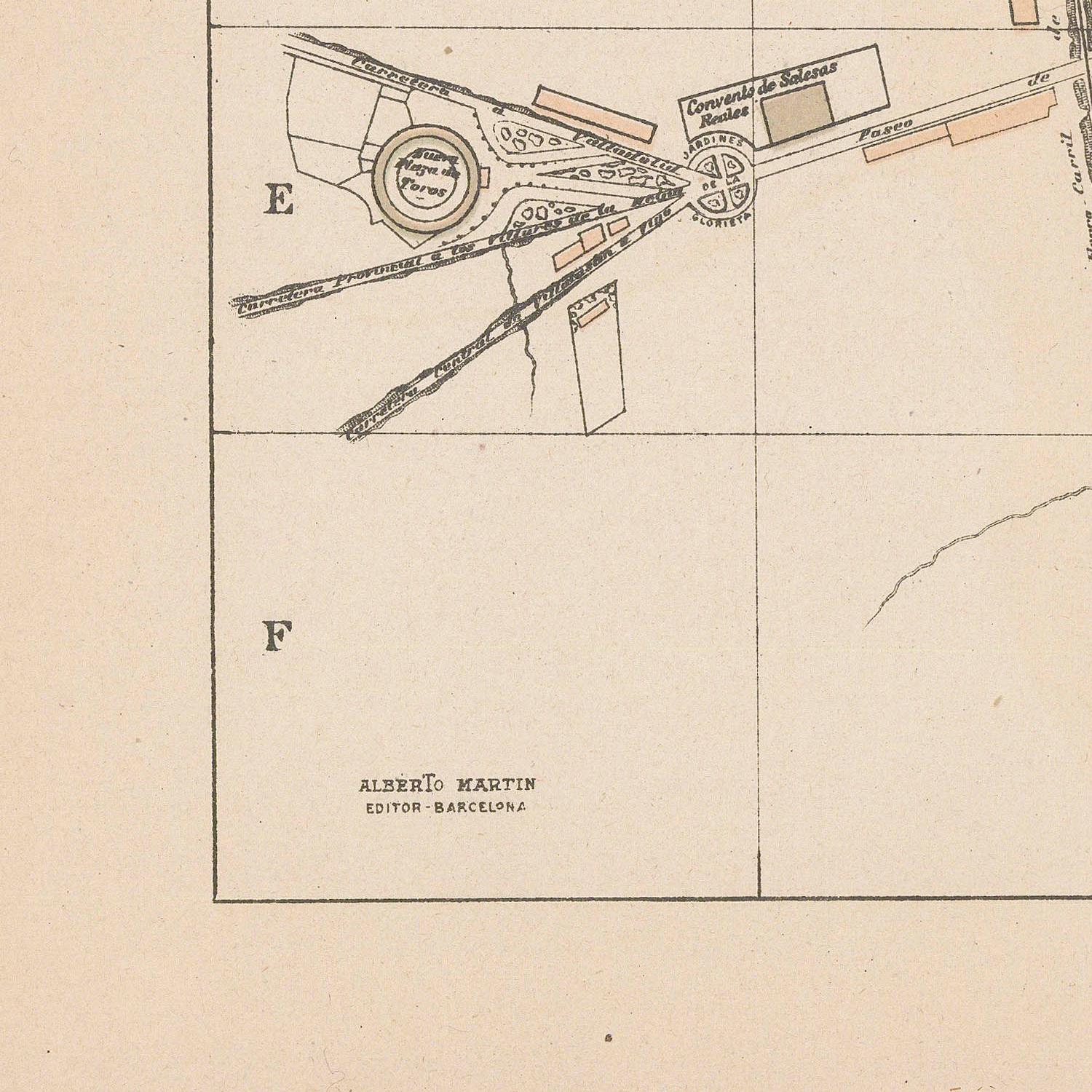 Vintage map of a park layout with labeled sections and 'Alberic Martin' editor's name.