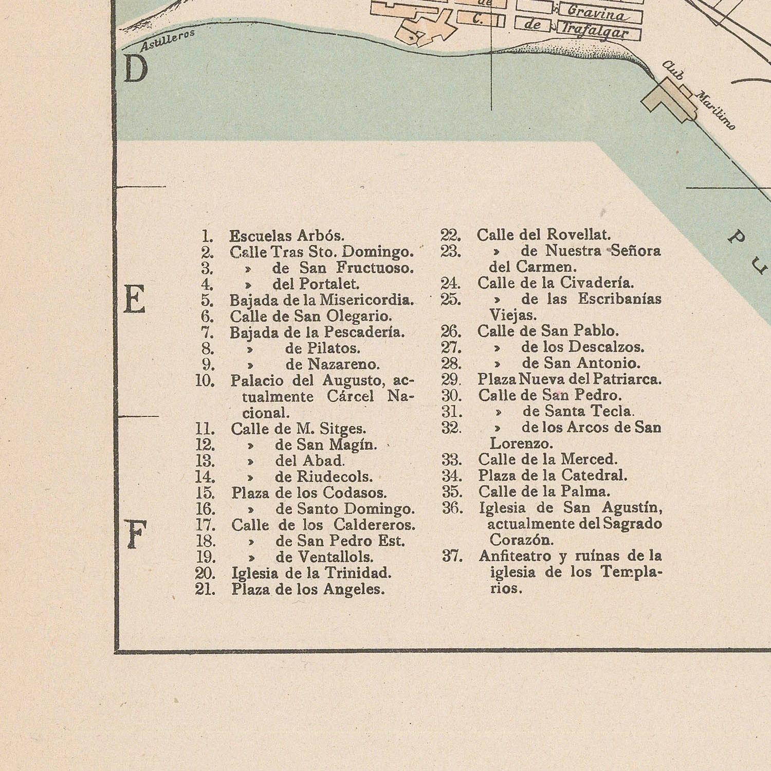 Map with text labels and a topographic outline of a coastal area.