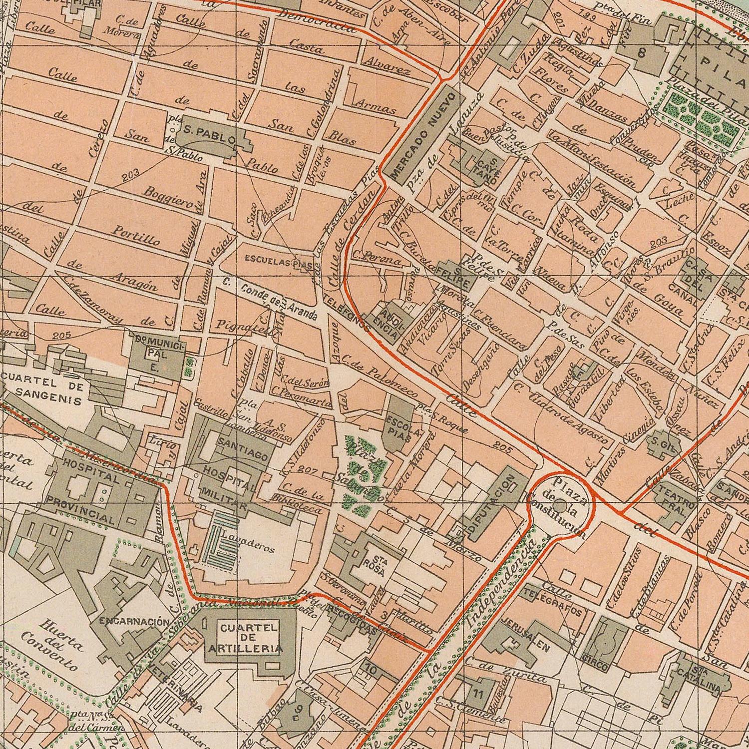 detail of the map from the centre 
