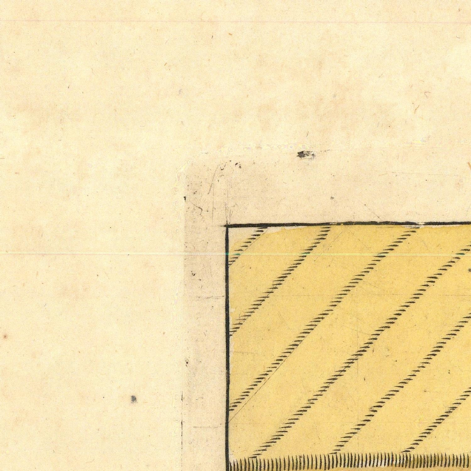 Corner of a textured beige paper with a small square and diagonal lines.