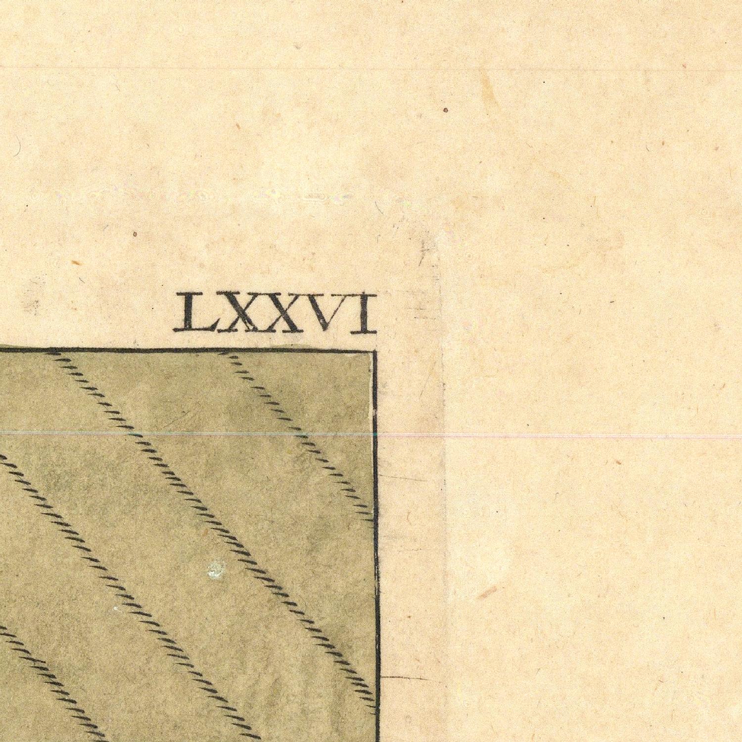 Roman numeral LXXVI on a textured beige background