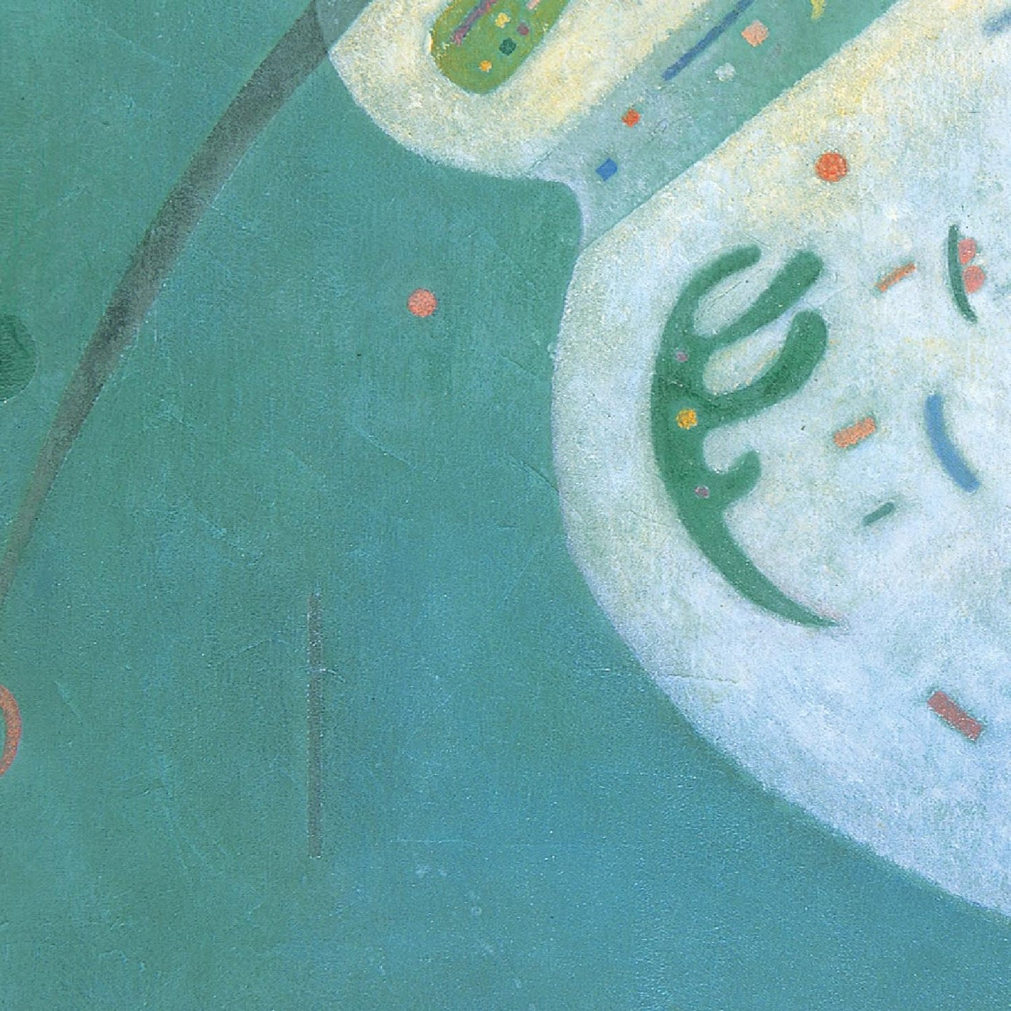 Close-up of a stylized landscape with greenery and water.