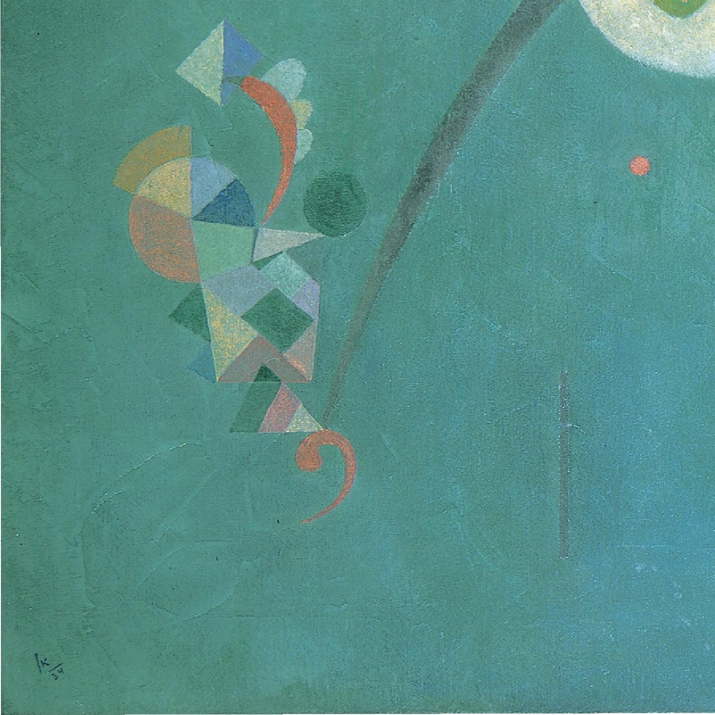 Abstract geometric figure on a teal background