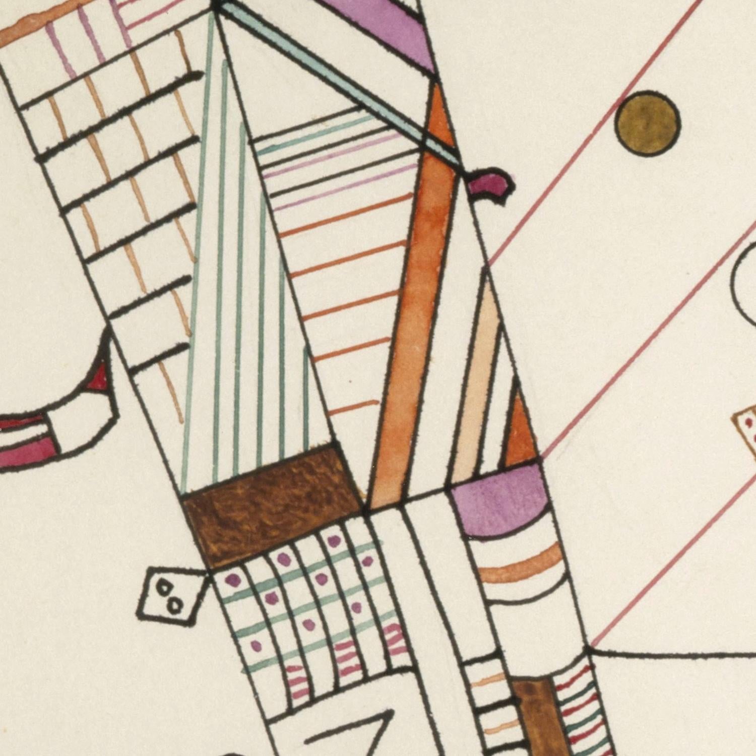 Abstract art with geometric shapes and lines on a beige background