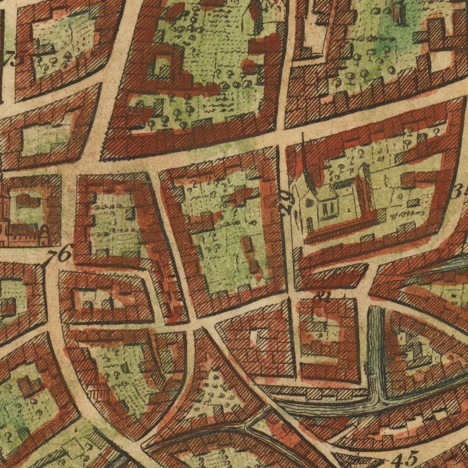 Vintage map with grid layout and labeled numbers