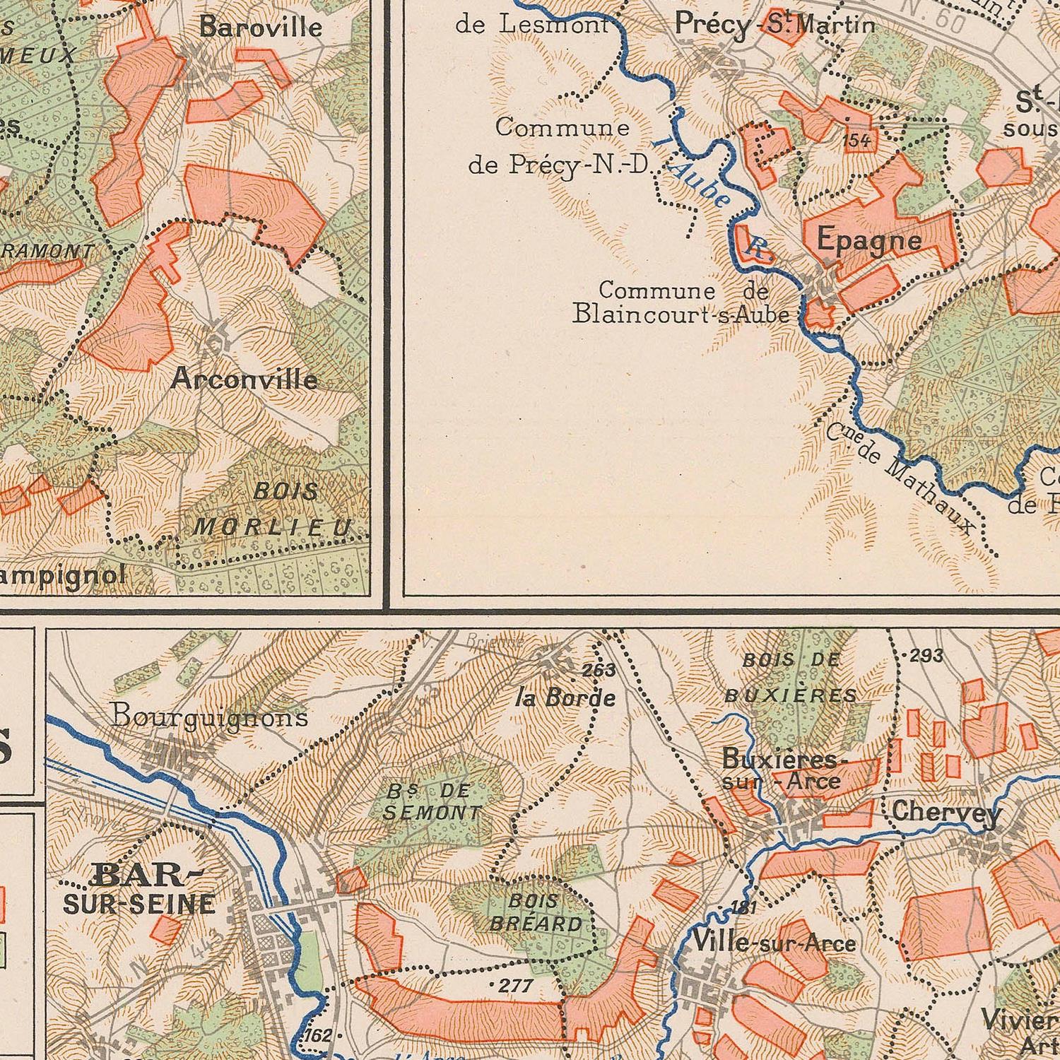Vintage map of a region with labeled places and boundaries