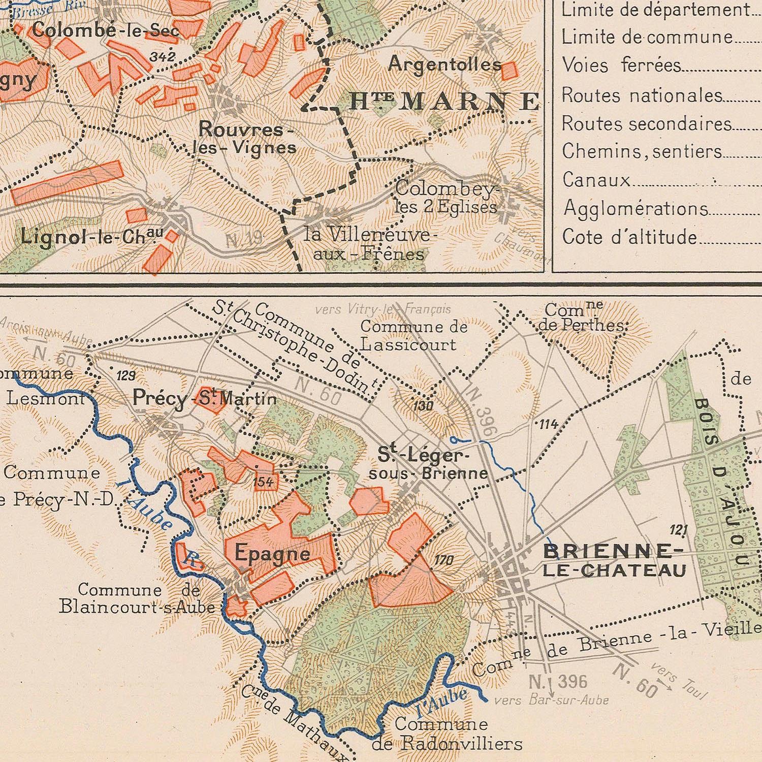 Vintage map of a region with labeled places and boundaries