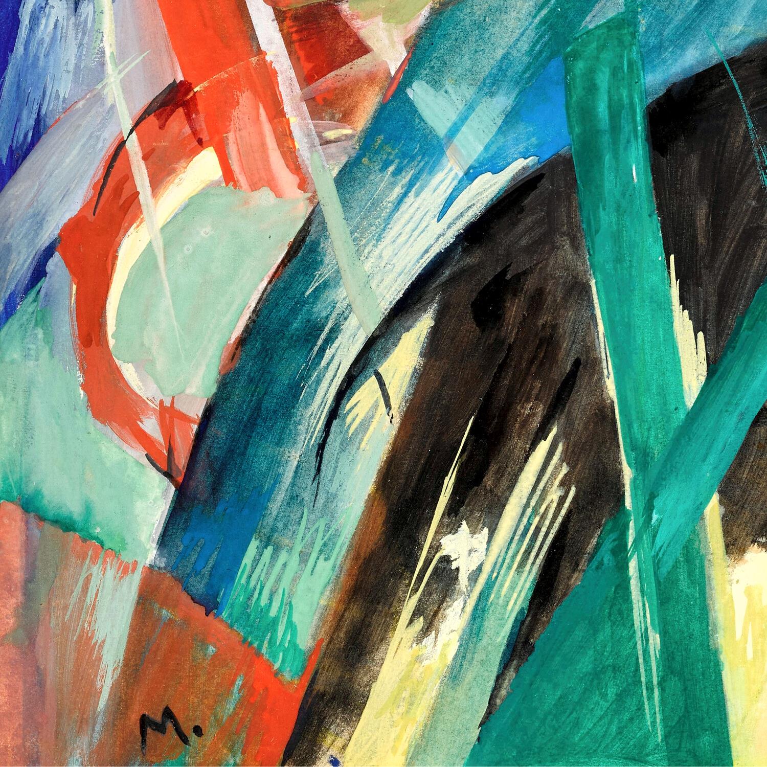 Abstract painting with bold colors and brush strokes
