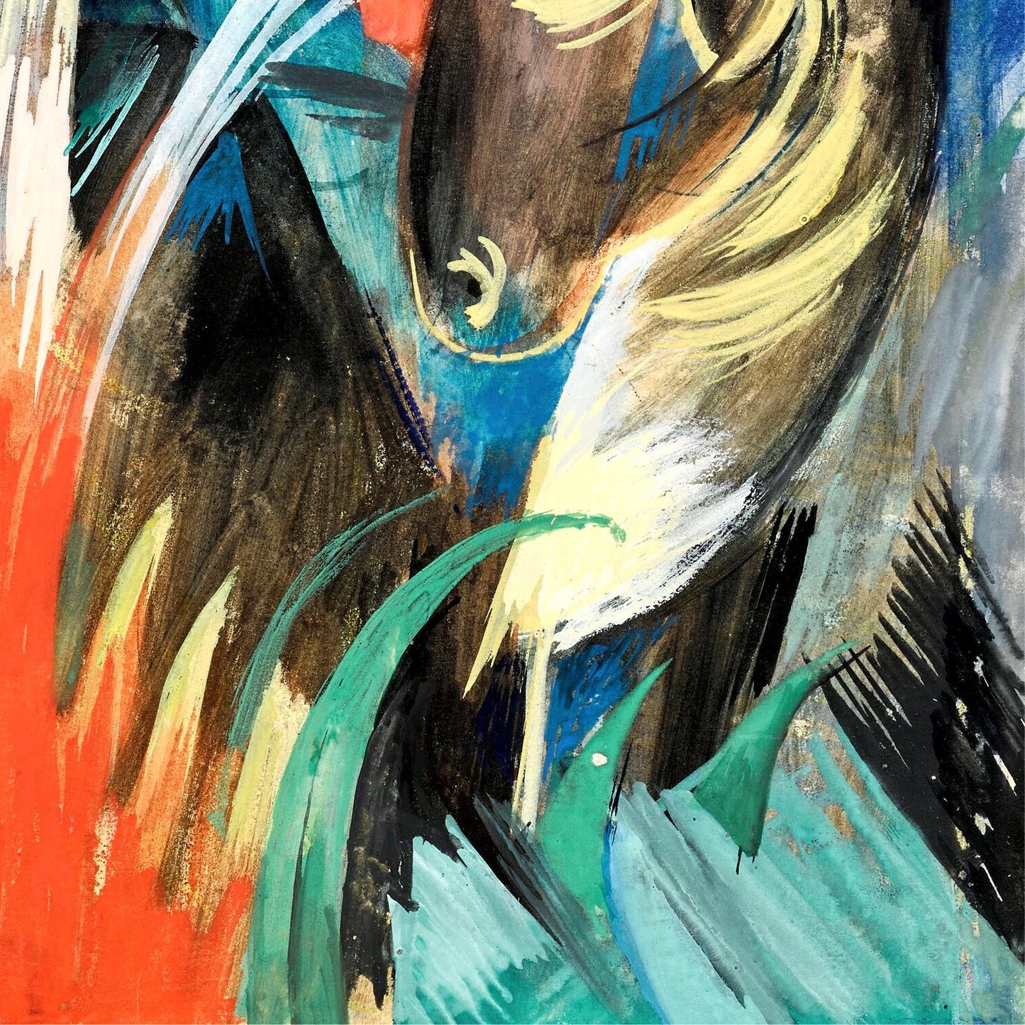 Abstract painting with bold colors and brush strokes