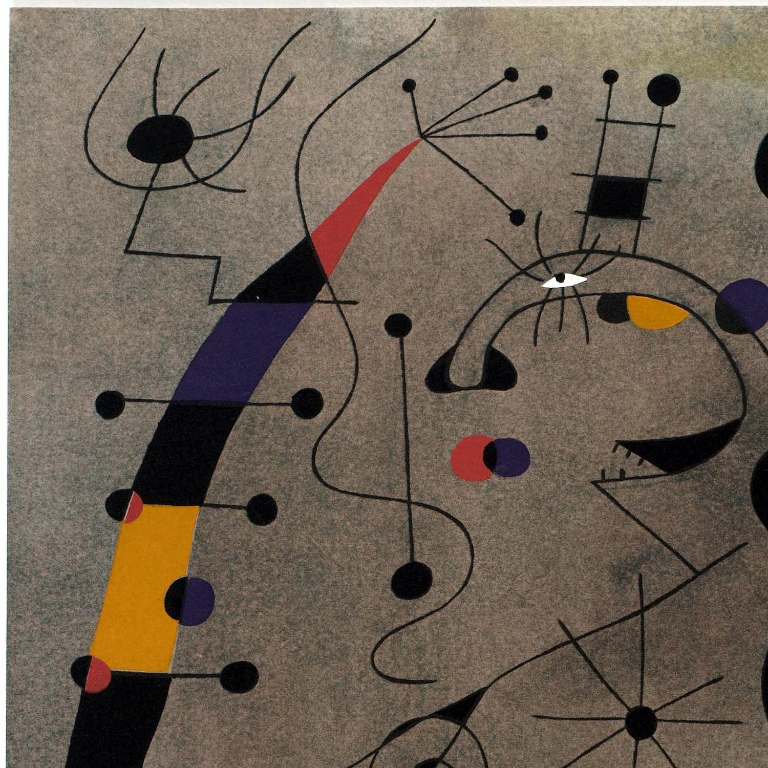 Abstract artwork with geometric shapes and lines on a gray background