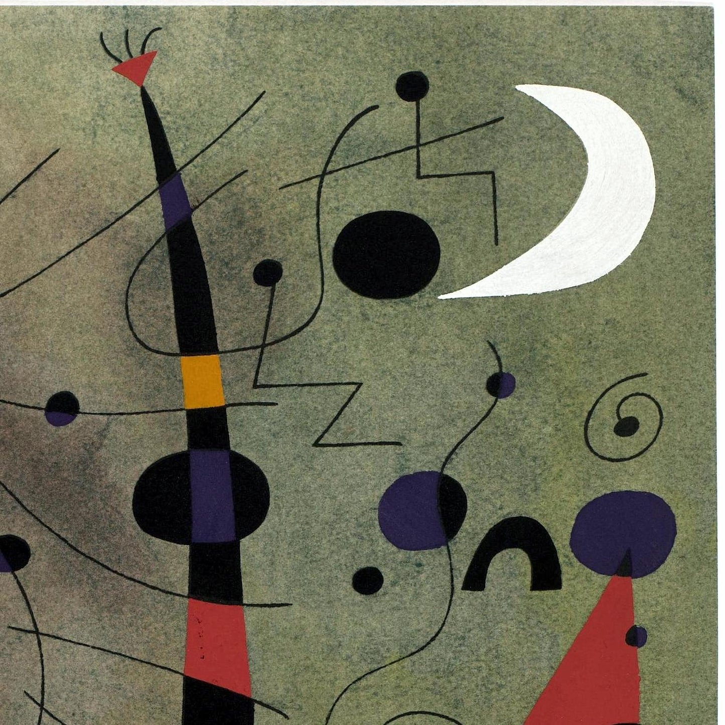 Abstract artwork with geometric shapes on a green background