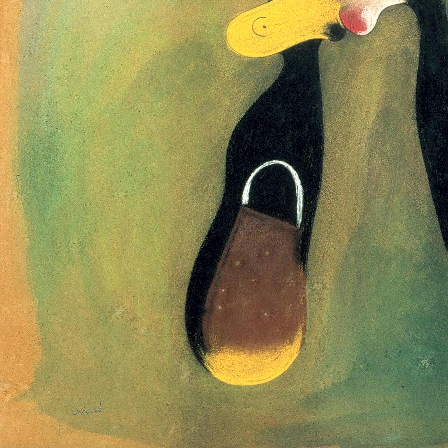 Abstract artwork with a shoe on a textured surface