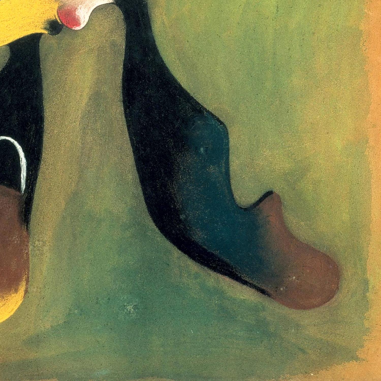 Abstract artwork with a central figure on a textured background