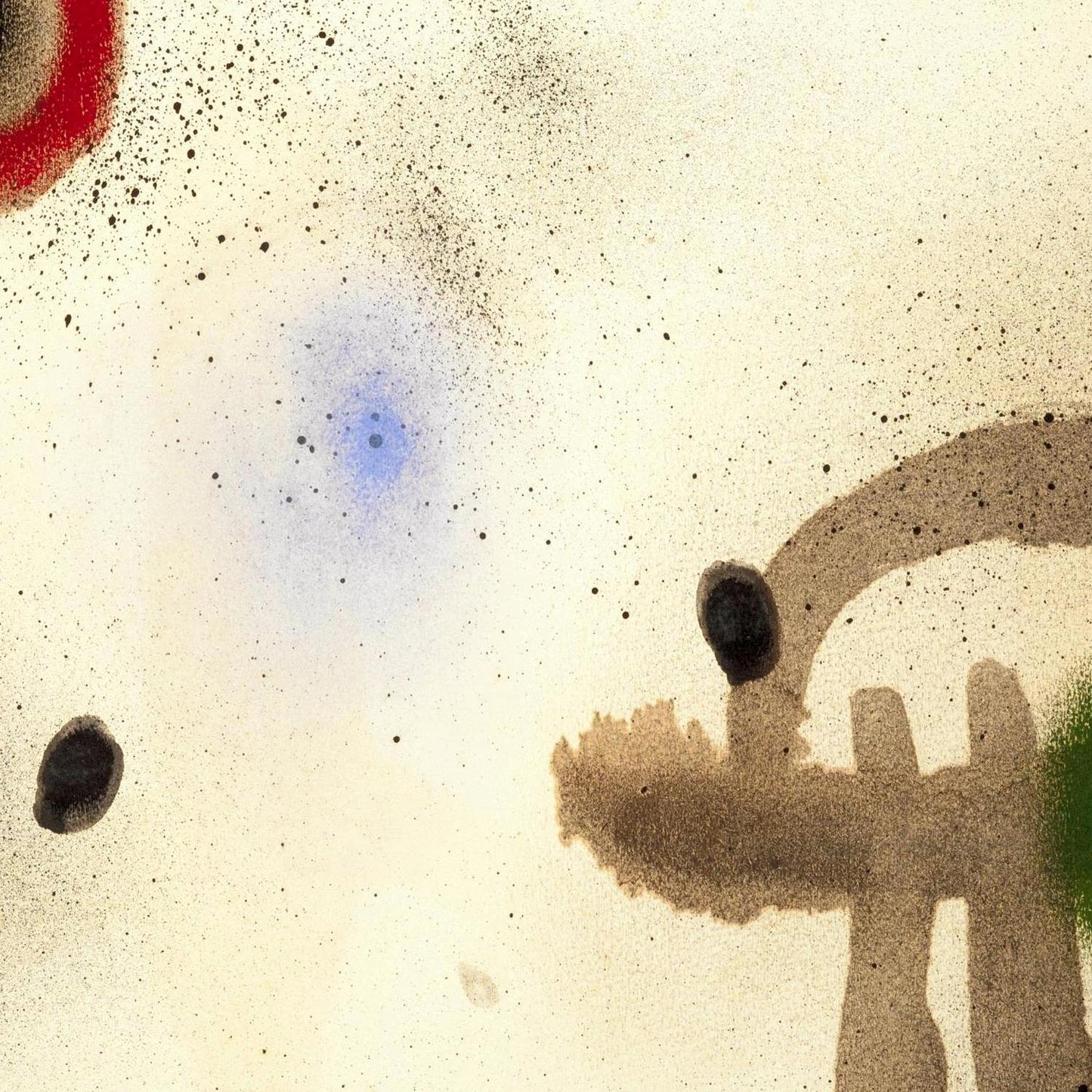 Abstract art with splashes of color on a textured beige background