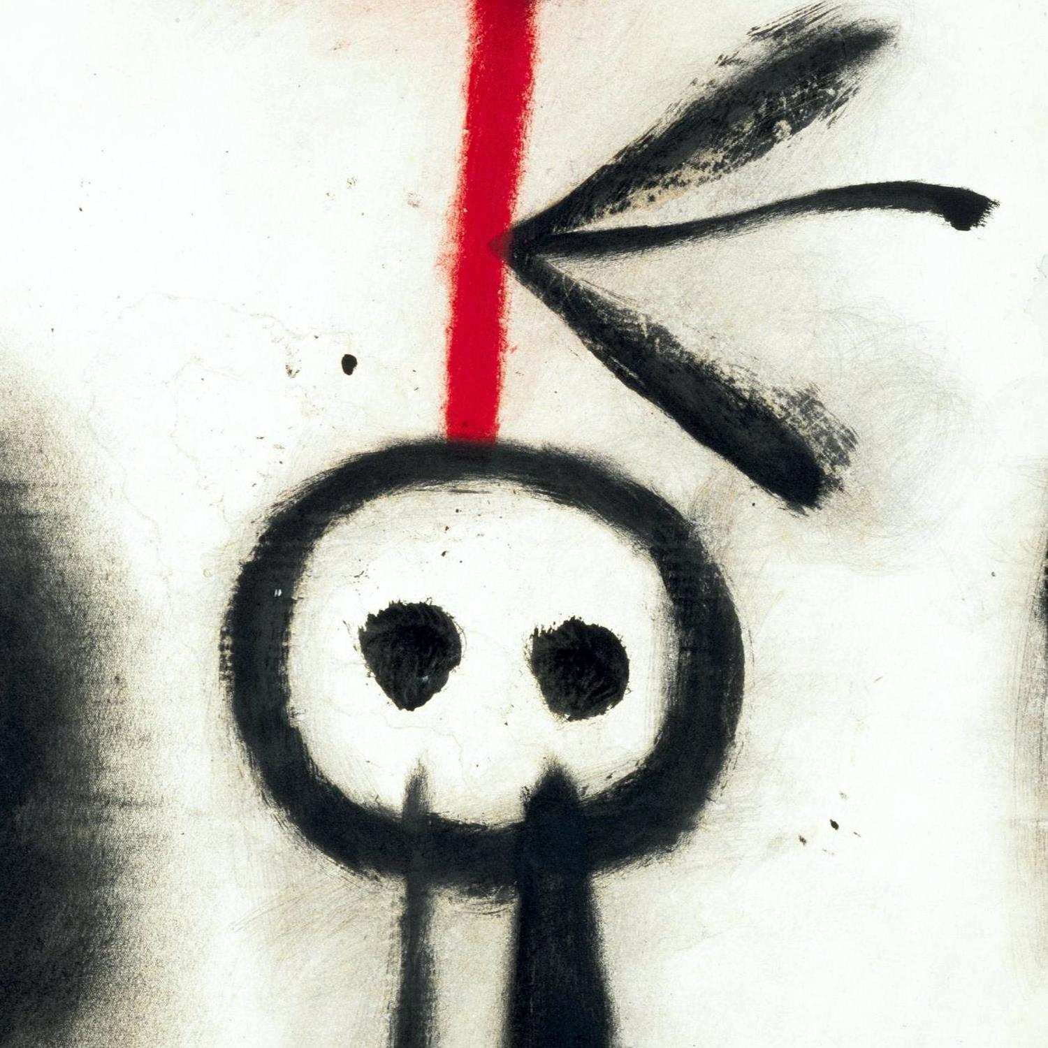 Abstract artwork with black and white shapes on a white background