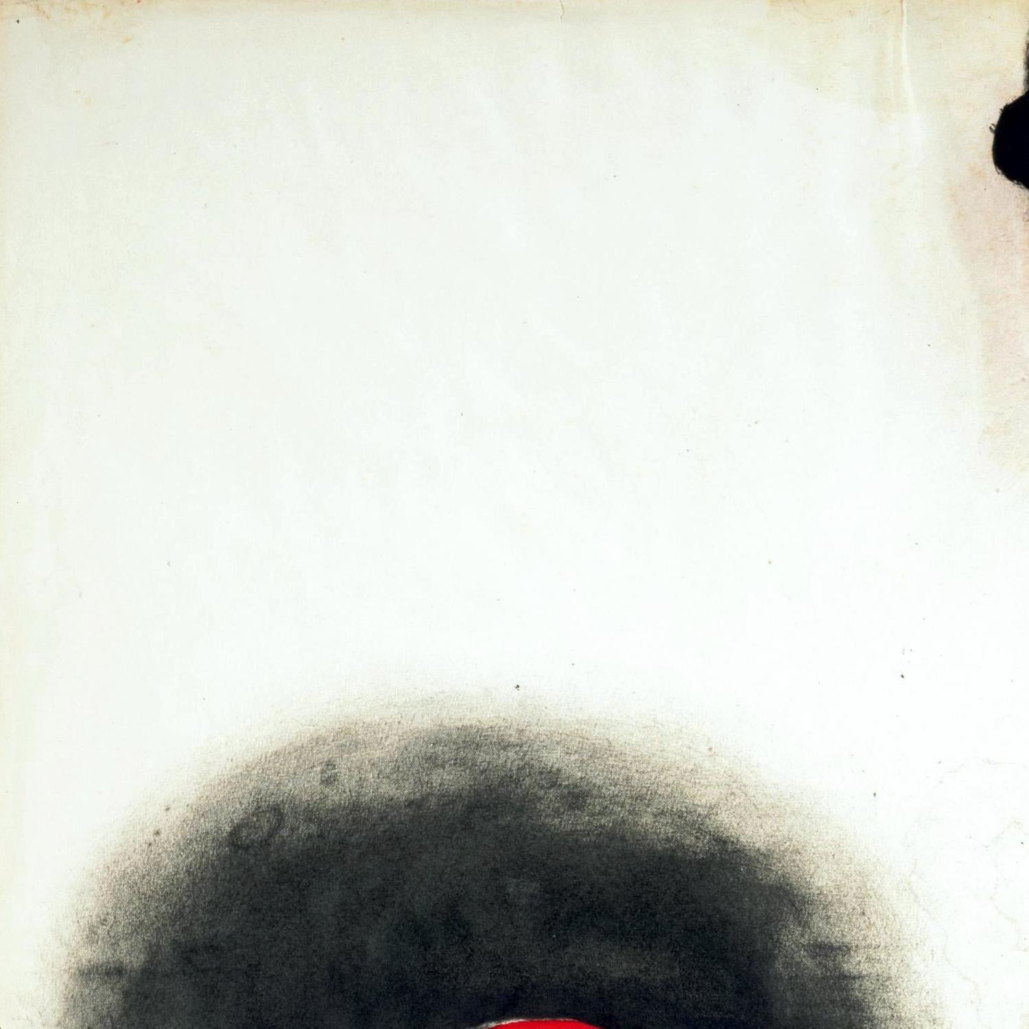 Abstract black and white painting with a textured surface