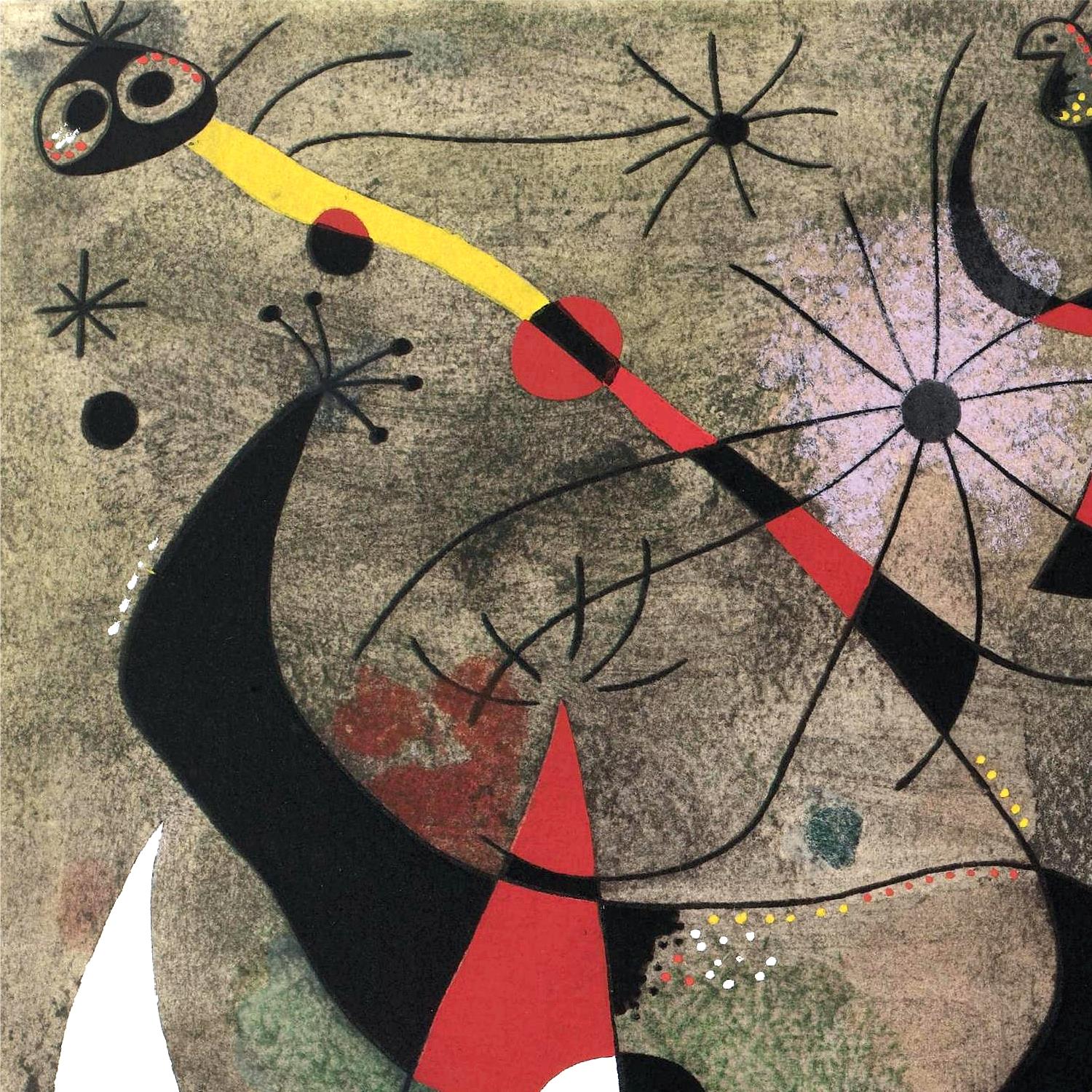 Abstract artwork with geometric shapes and bold lines on a textured background
